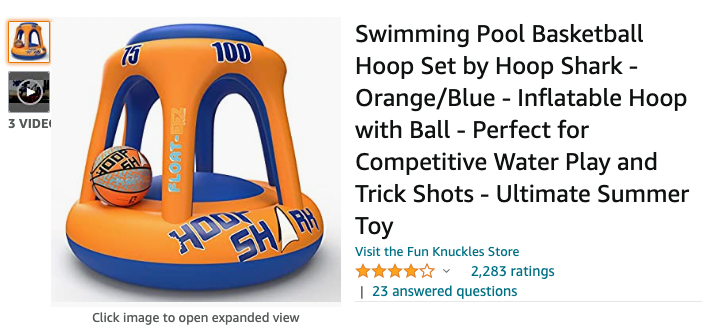 Swimming Pool Basketball Hoop Set by Hoop Shark - Orange/Blue - [SKU:PH-O]