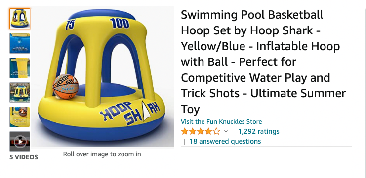 Swimming Pool Basketball Hoop Set by Hoop Shark - Greenish Yellow/Blue - [SKU:PH-Y]
