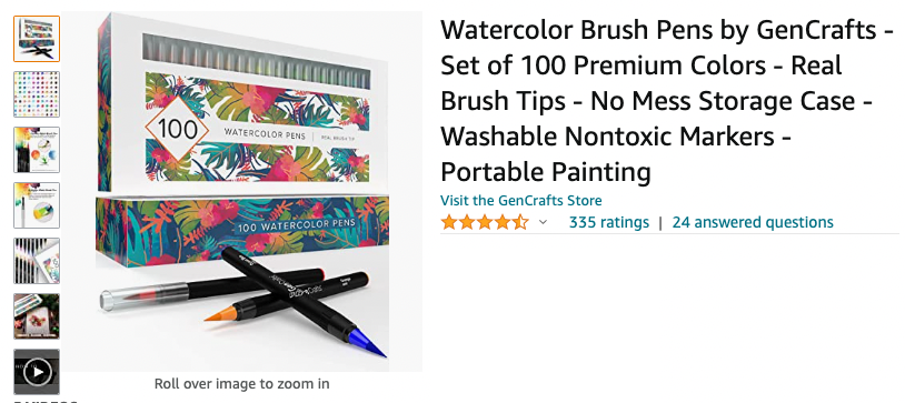 Watercolor Brush Pens by GenCrafts - Set of 100 Premium Colors - [SKU: WP100]