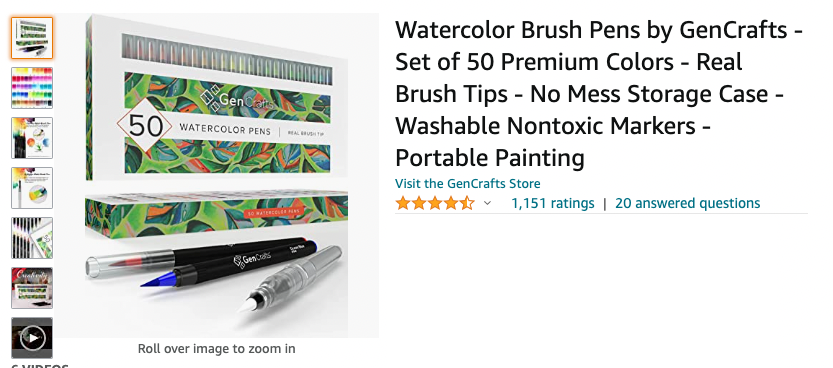 Watercolor Brush Pens by GenCrafts - Set of 50 Premium Colors - [SKU: WP50]