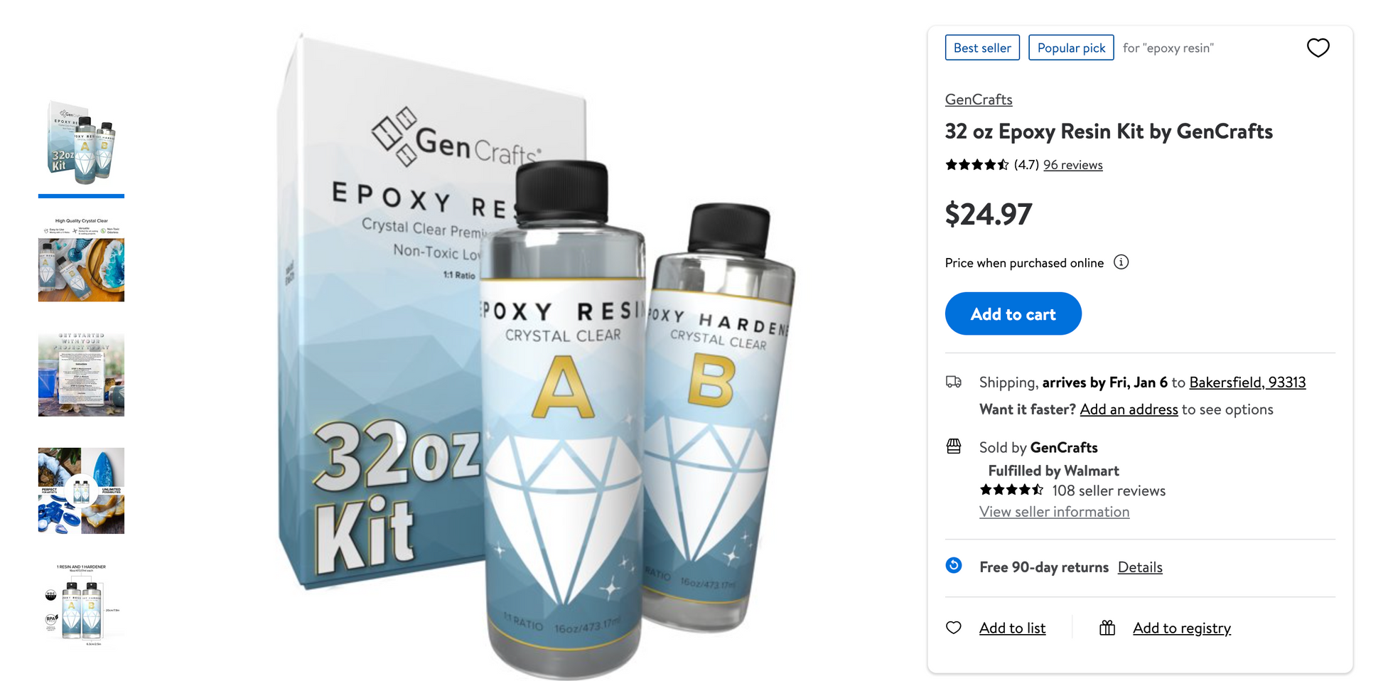 Gencrafts Epoxy Resin 32oz Kit, Crystal Clear